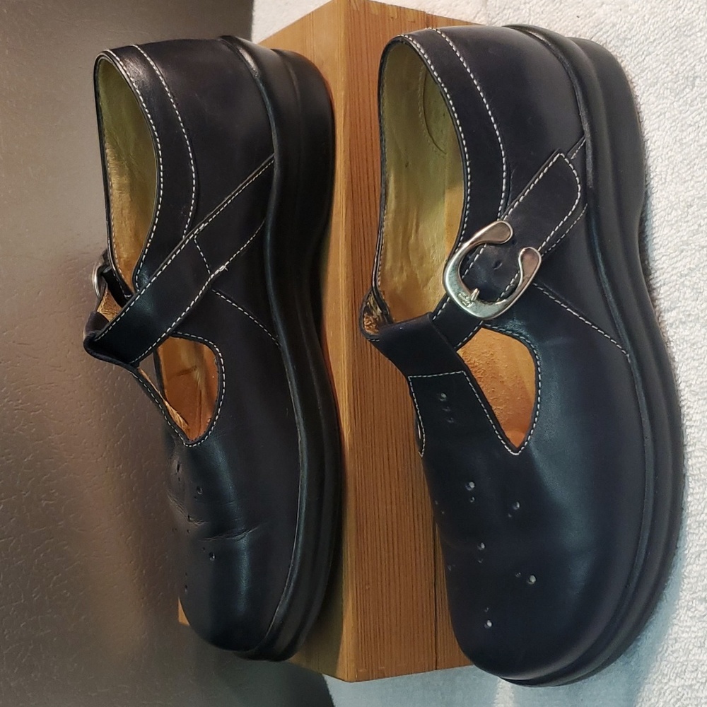 Birkenstock Footprints ALMA T-Strap Mary Janes Navy Blue Leather Size 38 / US 8